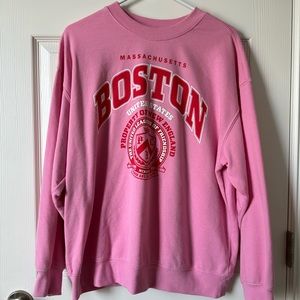 H&M Pink Boston Sweatshirt Crew Neck